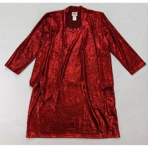 Ruby Rd Women's Dress Size L Red Metallic Shimmer 2-For Shift